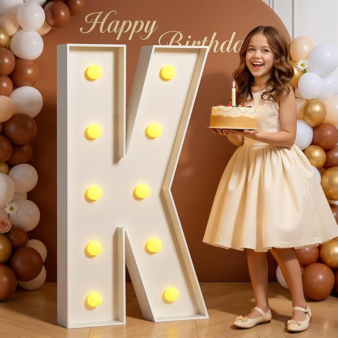 Marquee Letters 4 Feet Tall 4FT Large Light Up Letters K for Birthday Wedding Engagement Party Decorations Will You Marry Me Sign Yard Pre-Cut Foam Board