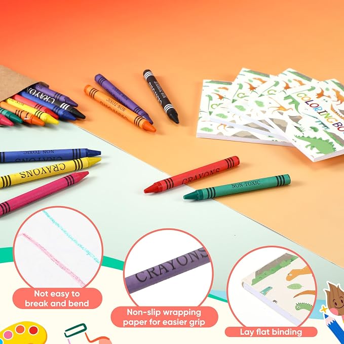 270 Pcs Mini Dinosaur Coloring Books Welcome Back to School Gifts with Crayons Kids Bulk Dinosaur Party Favors Goodie Bag Stuffers for Students