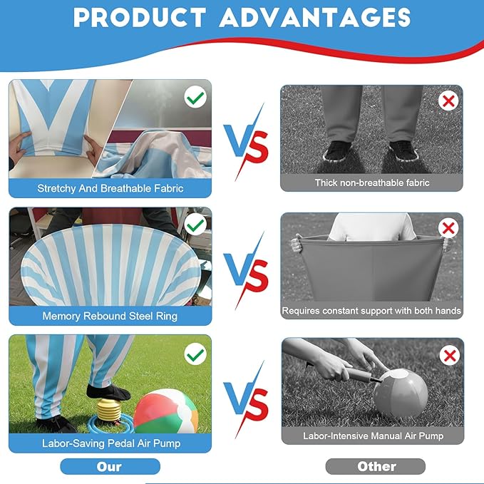 Granny Pants Outdoor Game,Giant Oversized Granny Funny Pants Set with Bouncy Balls & Pump for Family Reunion Party Field Game