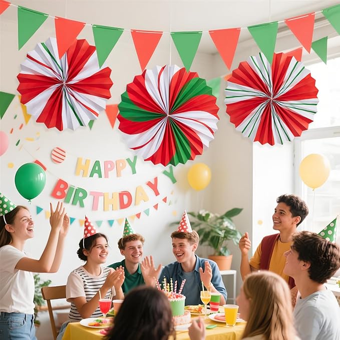SUNBEAUTY Christmas Hanging Paper Fans Decoration Candy Peppermint Paper Christmas Decoration Candy Party Classroom Decor White and Red Xmas Ceiling Birthday Party Bulletin Board Office Decor