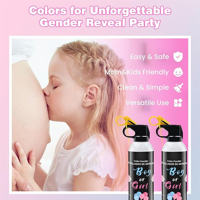 Gender Reveal Fire Extinguisher 2 Pack Colorful Corn Powder Gender Reveal Smoke with Power for Party Pink Extinguish for Baby Reveal Party Birthday Wedding Baby Shower Color Run Gender Reveal Ideas