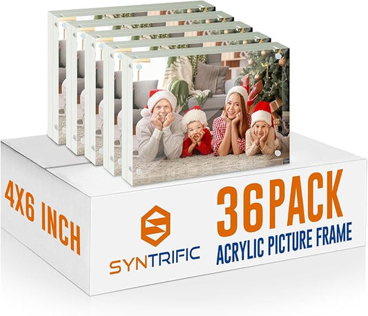 SYNTRIFIC 36 PACK Magnetic Picture Frame,4X6 Acrylic Frame Double Sided Picture Frame,20mm Thickness Magnetic Premium Acrylic Picture Frames Gifts Ideal