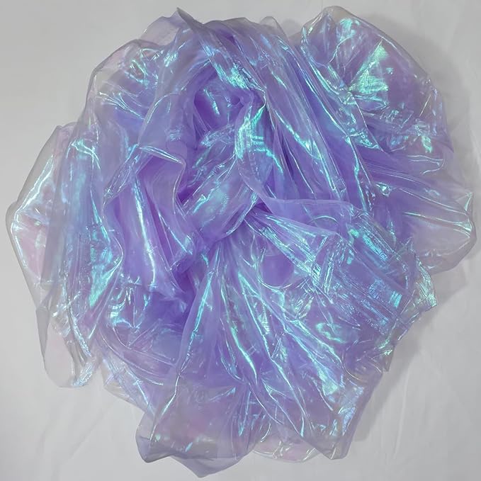 11 Yards Light Purple Iridescent Organza Fabric - 59" Wide | Sheer Shiny Organza for Wedding Decorations, Party Supplies, Fairy Costumes, Doll Clothes, Craft & Sewing Projects