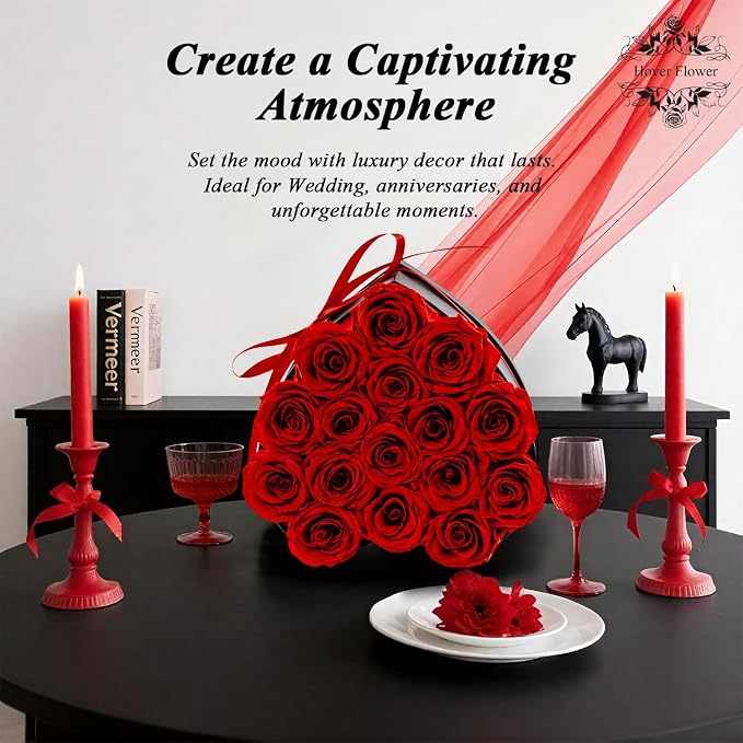 Forver Preserved Roses in a Box, Flowers for Her,Eternal Roses Preserved Flowers for Delivery Prime Birthday, Mothers' Day, Valentine's Day, Christmas (Red, 16 Roses)