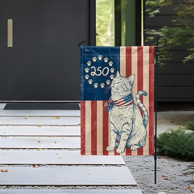 American Flag-Flagwix Patriotic Cat Garden Flag - 250th Anniversary Paw Prints Betsy Ross Flag Decor, 3x5 ft. Flag-USA Premium Polyester
