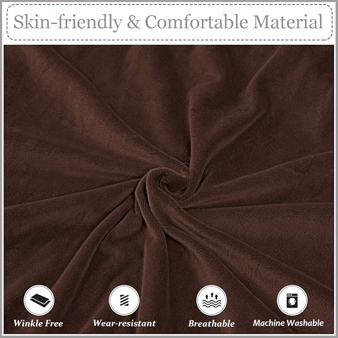 Velvet Plush XL Dining Chair Covers, Stretch Chaircover, Spandex High Chairs Protector Covers Seat Slipcover with Elastic Band for Dining Room,Wedding, Ceremony, Banquet (Coffee, Set of 4)