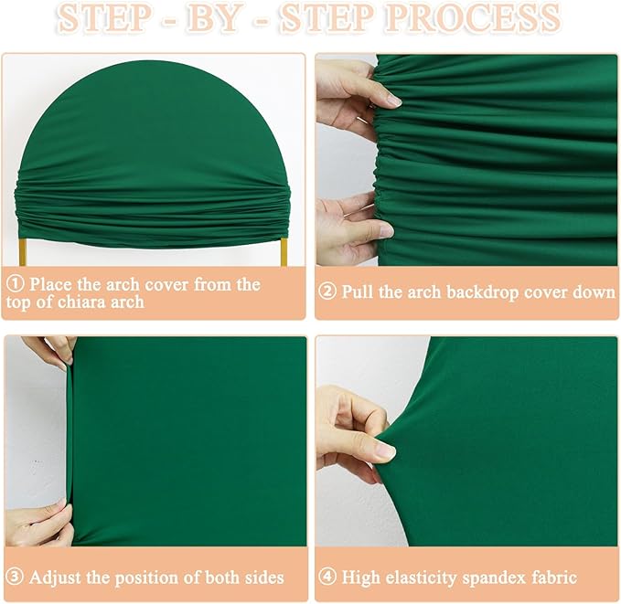 Wedding Arch Cover Spandex Arch Backdrop Covers Set of 3 (7.2FT, 6.6FT, 6FT) Green Covers for Balloon Arched Backdrop Stands Cover Arched Fabric Stretchy Backdrops for Birthday Party Grad Decoration
