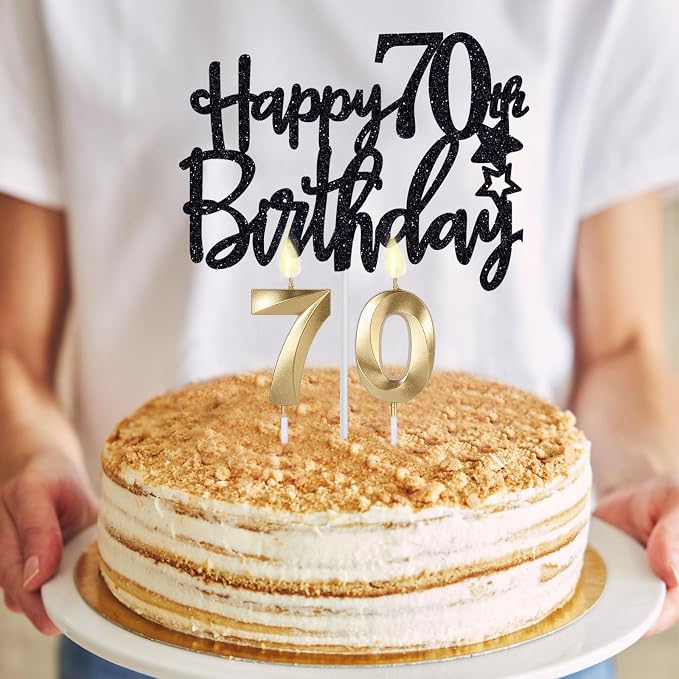 70th Birthday Gifts for Men, 70th Birthday Decorations for Men, Party Decor Supplies including King Crown & Sash & Banner & Balloons & Cake Topper & Candles