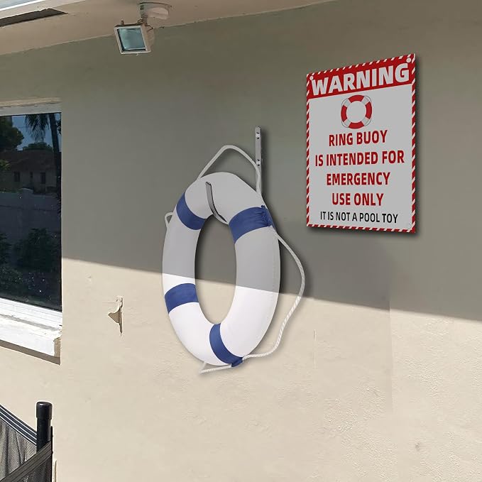 Calvana 20" Foam Life Preserver Ring with 98.4ft Floating Lifesaving Rope, Throwable Flotation Device, Pool Safety Float, for Buoy and Swimming Decoration, Boat Safety Equipment