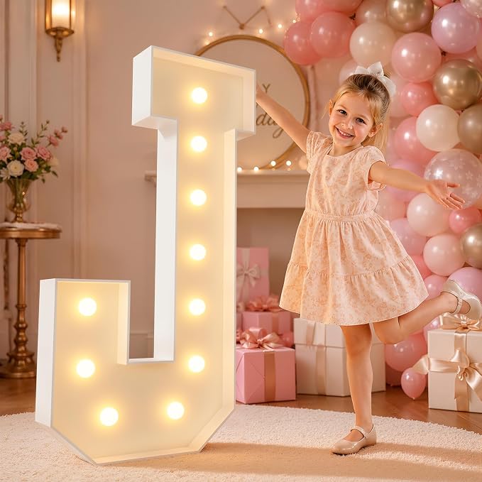 imprsv 4FT Marquee Light Up Letters for Birthday Party Decorations Large Marquee Letters for Wedding Event Bridal Shower Engagement Anniversarty Party Decor,Letter J