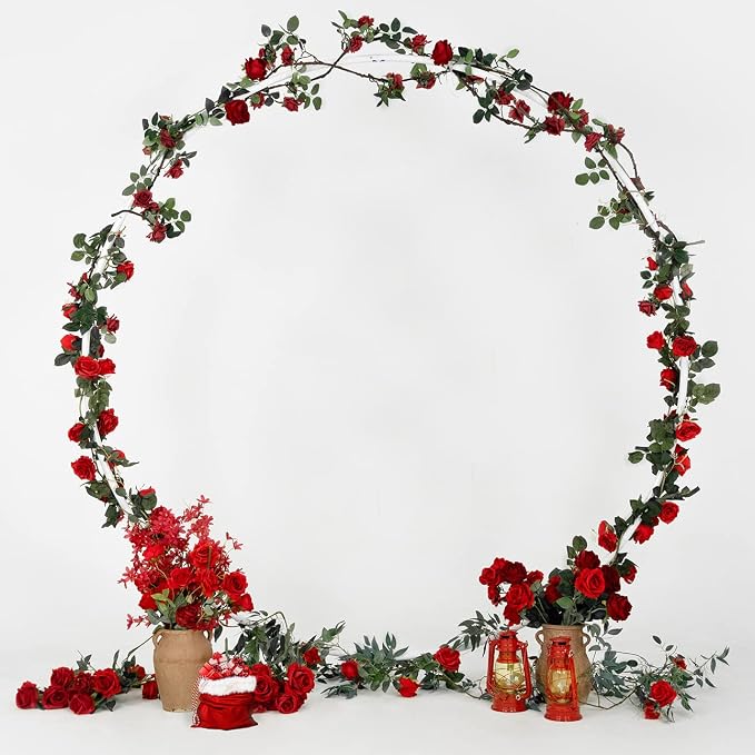 Round Backdrop Stand Circle Arch, 6.5ft White Metal Balloon Arch Kit for Party Decoration Wedding Arch Flower Ring Stand