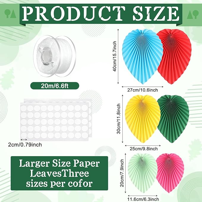 MotiMind 40 Pcs Mexican Paper Fans Party Decorations Hawaiian Paper Palm Leaves Fiesta Vibrant Colorful Fans Backdrop Decor for Carnival Party Supplies Birthday Wall Photo Props