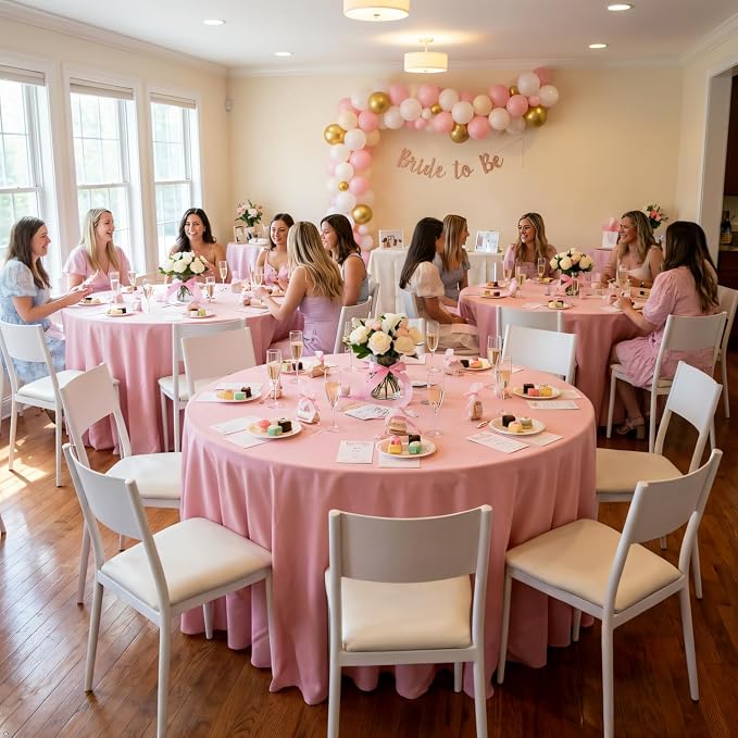 8 Pack Pink Round Tablecloth 120 Inch Table Cloth for Round Tables, Washable Polyester Fabric Stain and Wrinkle Resistant Decorative for Summer Wedding Party Dining Banquet