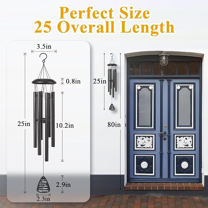 60th Anniversary Wind Chimes Gifts for Men Women,Romantic 60 Year Anniversary for Couples, Wife, Husband, Parents, Friends, 60th Wedding Gifts Idea of Happy Anniversaries Decorations,Black