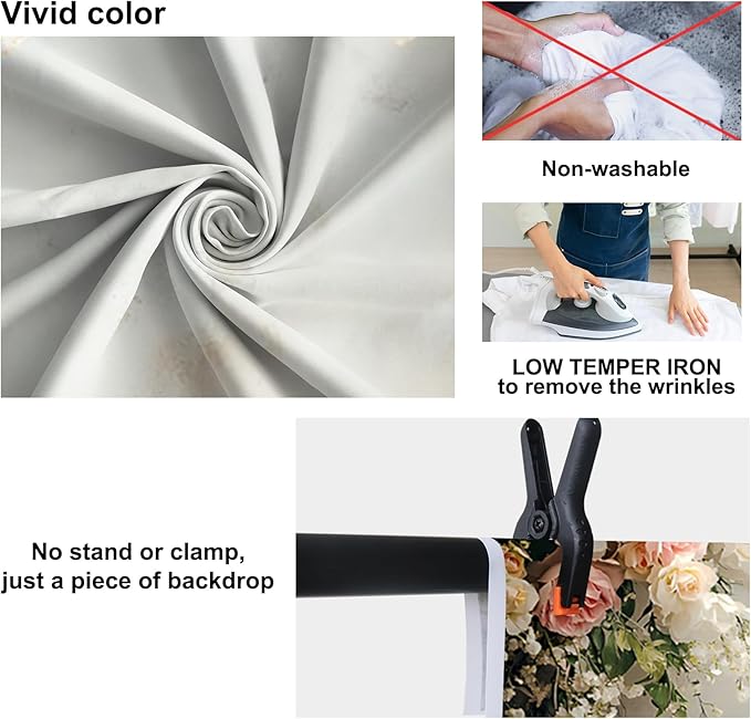 Baocicco 10x7ft Vinyl Flowers Wall Photography Backdrop Vinatage Wall White Pink Floral European Style Background Outdoor Wedding Birthday Party Banner Supplies Garden Home Decor Studio Props