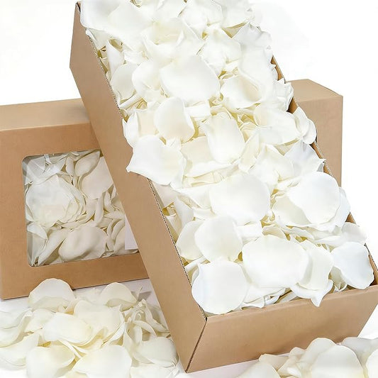 1000+ PCS Real White Rose Petals, 7.76oz (220g) Preserved White Flower Petal for Wedding Flower Girl, Dried Flower Petal for Babyshower Bridal Party Aisle Table Scatter Decor