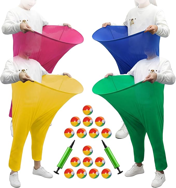 4-Color Team Granny Pants Yard Game with 16 Balls & 2 Pumps - Complete Adult Outdoor Set for 8+ Players, Backyard & Outdoor Toss Group Games for Family & Friends Gatherings