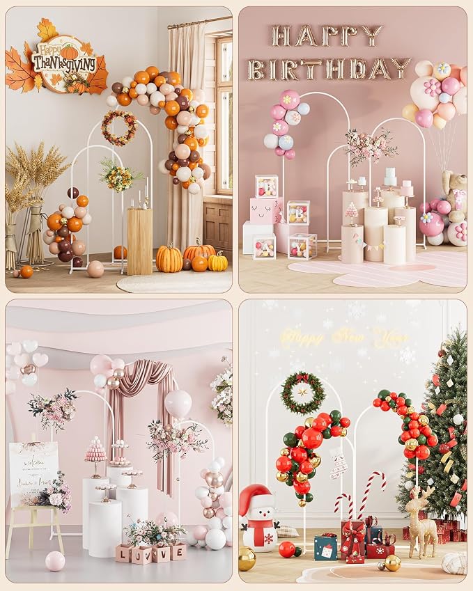 Wedding Arch, Metal Arch Backdrop Stand, Balloon Arch Stand Wedding Frame for Ceremony Decoration (White, 6FT, 5FT, 4FT Arch Backdrop)
