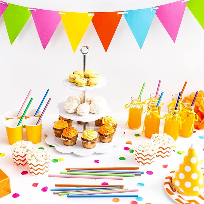 200PCS Multi-Color Biodegradable Paper Straws for Party Supplies,Birthday,Bridal/Baby Shower, Christmas Decorations and Holiday Celebrations (Solid color)
