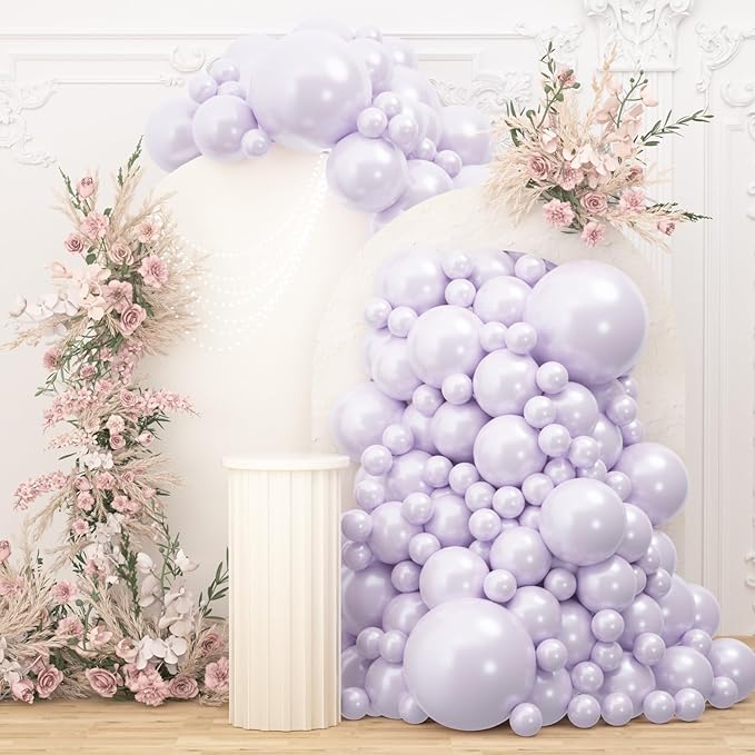 108Pcs Pearl Purple Stuffed Balloons Different Size, 18/12/10/5 inch Lilac Lavender Balloons Garland Arch kit for Birthday Baby Shower Wedding Party Decoration