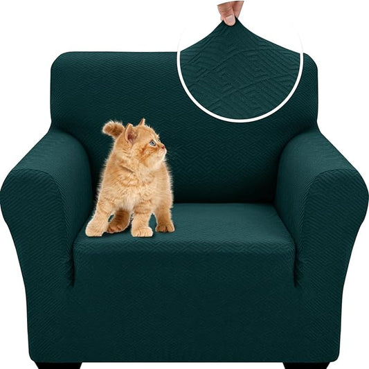 XINEAGE 2026 New Stretch Armchair Covers 1 Piece Chair Slipcovers Chair Protector for Living Room Thick Soft Chair Cover with Elastic Bottom Couch Cover for Pets Kids (31"-46", Blackish Green)