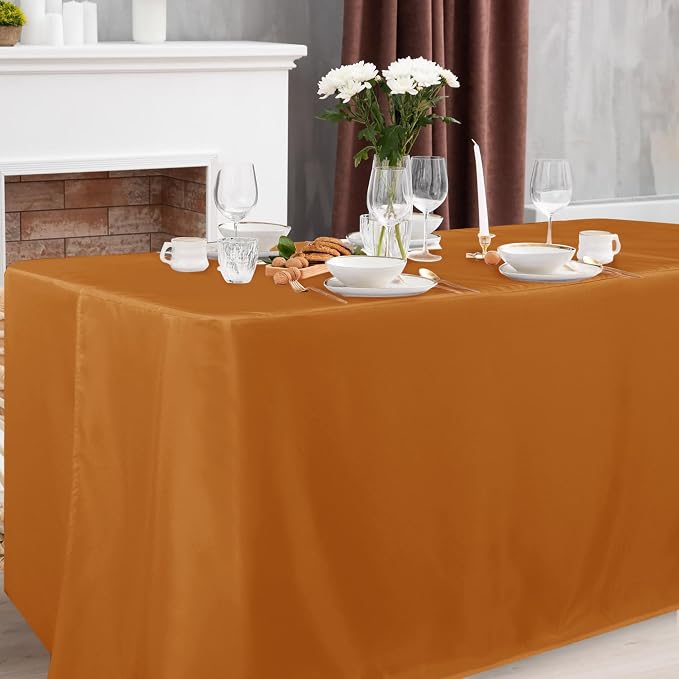 Obstal 2 Pack 4ft Tablecloths for Rectangle Tables - Water Resistant Washable Fabric Polyester Rectangle Table Cover Protector for Wedding, Banquet and Trade Shows, 48" L x 24" W x 30" H, Bronze