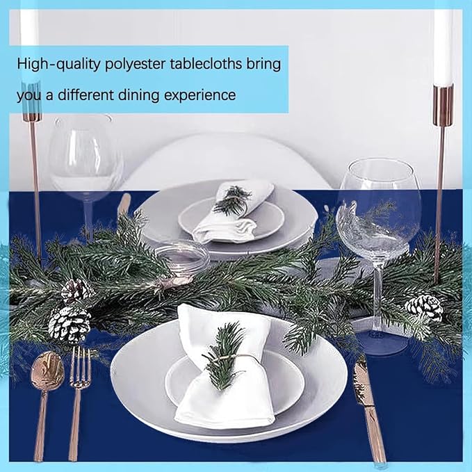 10 Pack Navy Blue Tablecloth 60x102 inch Polyester Fabric Tablecloths for 6 Foot Rectangle Tables Wrinkle Resistant Linen Tablecloth Washable Table Covers for Party Wedding Events and Camping