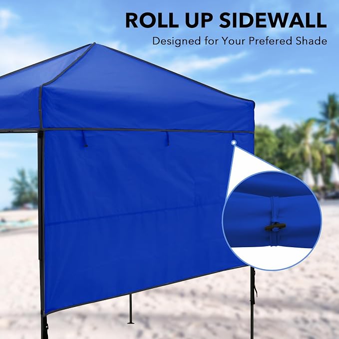 6x4 Pop Up Canopy Tent with Half Wall Panel, Instant Portable Beach Canopy, Outdoor Tent with Carry Bag for Camping, Sports, Tailgating, Events, Blue
