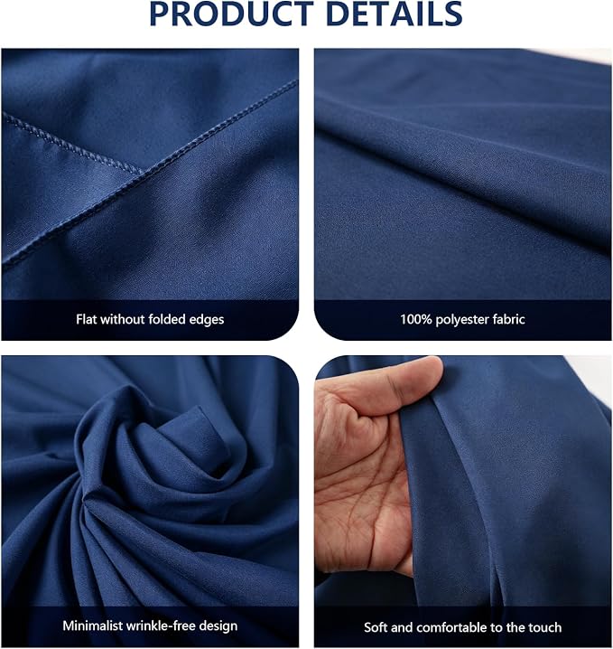 WIGENIUS 2 Pack Blue Table Cloth Rectangle Tablecloths 60X102 Inch,Polyester Table Cloth for 6 Foot Rectangle Tables,Wrinkle Resistant Washable Fabric Table Covers for Party,Wedding Banquet