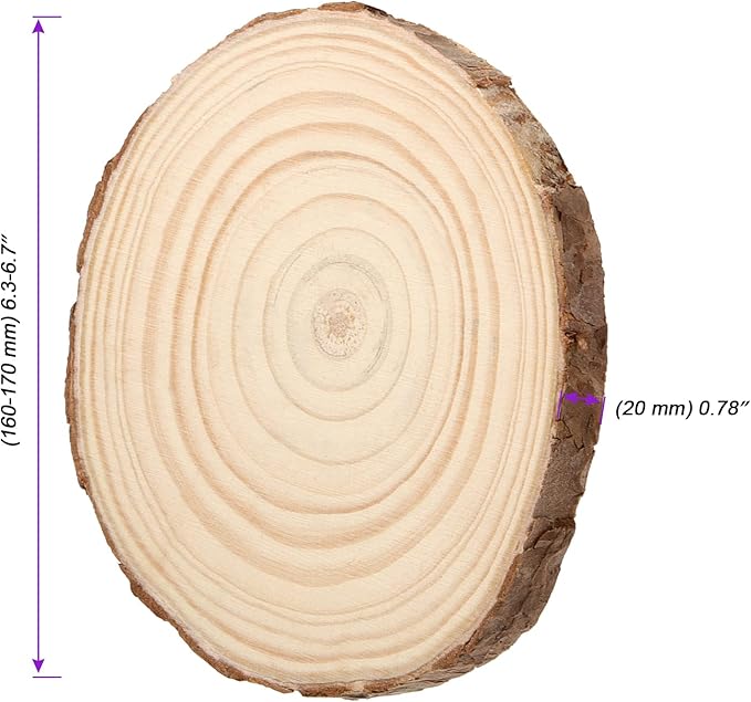 JOIKIT 8 PCS 6-7 Inches Natural Wood Slices, 3/4 Inch Thick Unfinished Wooden Circles with Bark, Round Log Discs Wood Rounds for Crafts, DIY Painting, Christmas Ornaments, Wedding Decorations