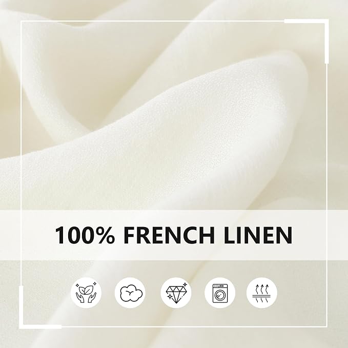 Linen World Linen Tablecloth,100% Pure Linen Cream Tablecloth 72" x 72" Inch,Washable Square Tablecloth for Dining,Outdoor,Weddings and Restaurants,Decorative Thanksgiving Christmas,Jacquard Weave