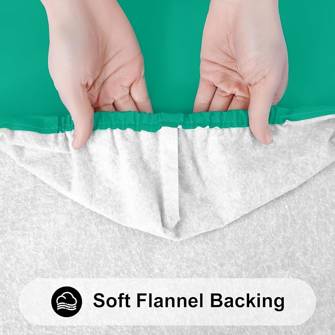 Smiry 3 Pack Rectangle Table Cloth, Elastic Fitted Flannel Backed Vinyl Tablecloths for 8ft Folding Tables, Waterproof Wipeable Table Covers for Indoor, Outdoor, Camping and Picnic (Green, 30"x96")