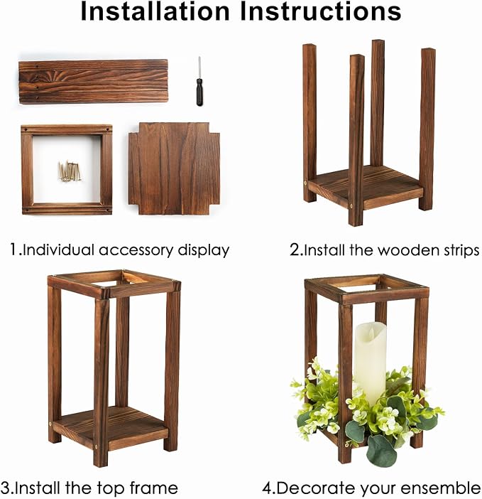 24 Set Wooden Wedding Lantern Centerpiece, Lantern Candle Holder for Farmhouse Candle Lantern for Table Fireplace, Perfect for Table Decoration & Country Barn Weddings(No Candles & Flowers)