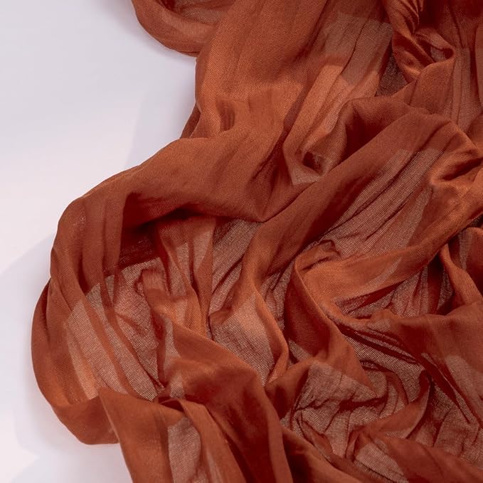 DeZerlor Terracotta Cheesecloth Table Runner Burnt Orange 6 Pack Spring Easter Table Runners 120 Inches Rust Cheese Cloth Table Decor for Wedding Bridal Baby Shower Parties