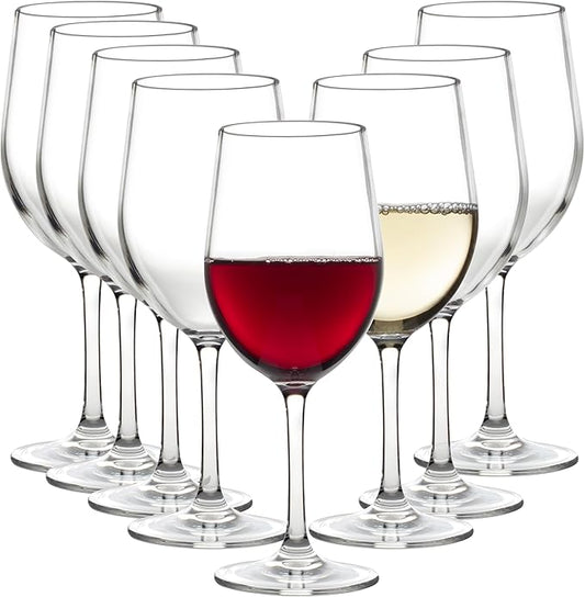 D'Eco Unbreakable Tritan Stemmed Wine Glasses, 12 oz (Set of 8) - Shatterproof, Crystal-Clear, BPA-Free Tumblers – Indoor & Outdoor Cups Great for Parties & Entertaining - Mothers Day Gift for Mom
