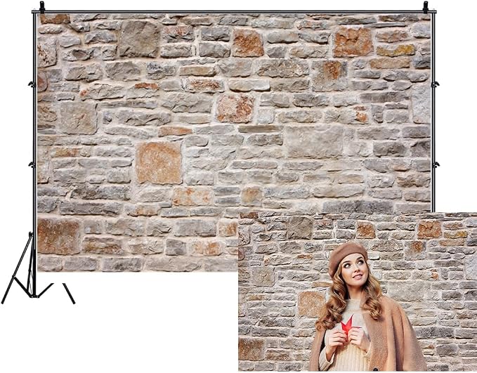 AOFOTO 8x6ft Stone Wall Backdrop Vintage Rock Stone Textured Photography Background Medieval Vineyard Old Castle Cobblestone Brick Wall Birthday Party Scene Setters Decoration Photo Booth Props