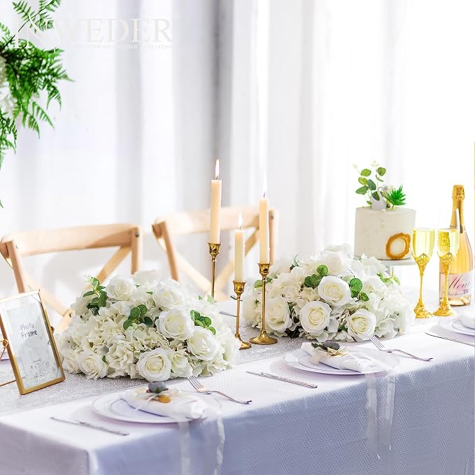 White Flowers Balls for Centerpieces: 2 PCS 15.7" Diam Flower Centerpieces for Tables in Wedding Reception Decorations Arrangement for Party Celebration Planners