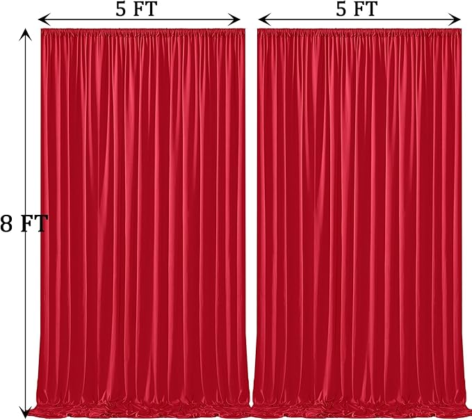 Wrinkle Free Red Backdrop Curtains for Parties, Thick Fabric Photo Backdrop Drapes for Christmas Photography Birthday Wedding Background Backdrop, 10ft x 8ft