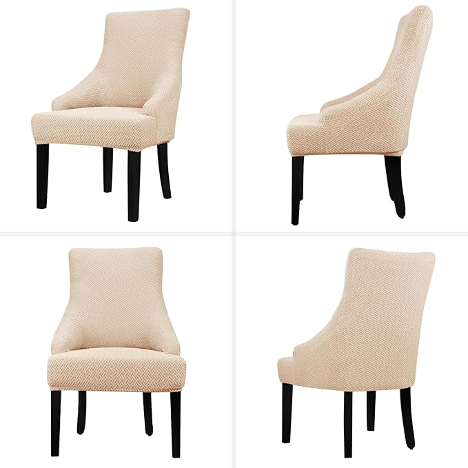 Lellen Stretch Wingback Chair Cover Slipcover - Reusable Wingback Side Chair Slipcover,Accent Chair Covers,Arm Protector Seat Cover,Wing Chair Covers for Dining Living Room Home (Taupe, 1PC)