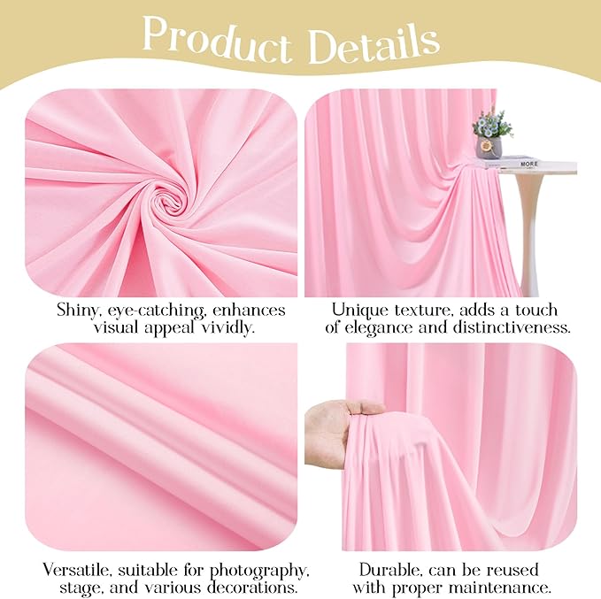 20 x 10ft Pink Backdrop Curtains, Baby Pink Wrinkle Free Draping Fabric Wedding Birthday Baby Bridal Shower Graduation Party Drapes for Backdrop Photography Photo Booth Background Decoration