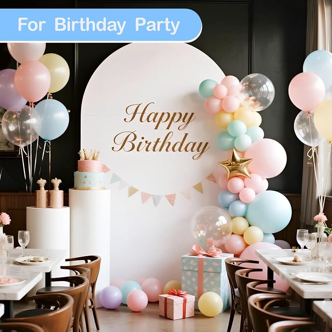 Metal Arch Backdrop Stand and Cover Set, 6.6 FT Metal Balloon Arch Backdrop Stand for Birthday Party Baby Shower Wedding Ceremony Event Decorations