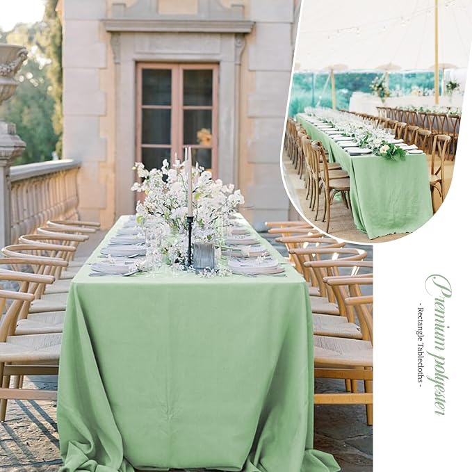 10 Pack 60 x 102 Inch Rectangle Tablecloth, Sage Green Tablecloth for 6 Feet Rectangle Tables, Stain and Wrinkle Resistant Washable Fabric Table Cloth for Wedding Dining Table Buffet Parties Camping