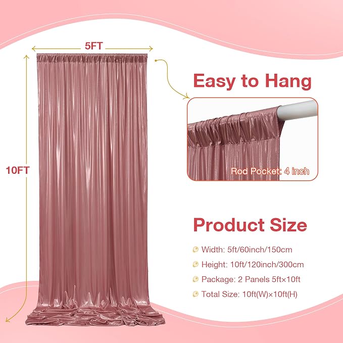 10x10 ft Wrinkle Free Rose Gold Sequin Backdrop Curtain for Parties,Thick Not Fall-Off Glitter Backdrop Drapes,2 Panels 5x10ft Shimmer Photo Back Drop Cloth for Wedding Birthday Photography Background