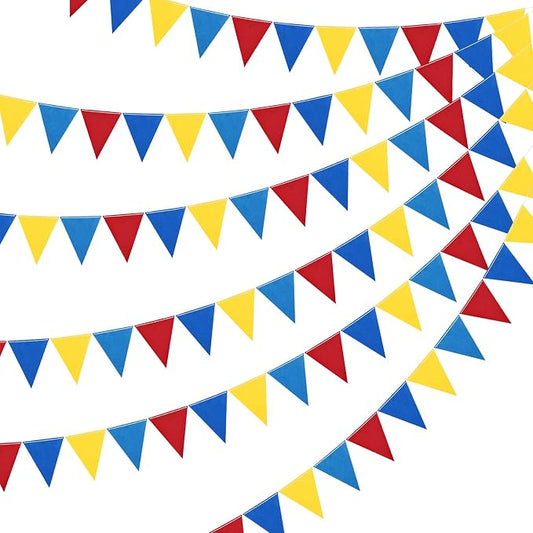Outus 6 Pack 72 Flags/8.2 ft Rainbow Pennant Banner, Multicolor Bunting String Triangle Flags Garland for Birthday Party Classroom Carnival Baby Shower Indoor Outdoor Decorations(Novelty Colors)