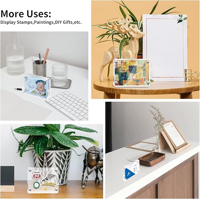 Mini Picture Frame 2.5x3.5 inch Clear Acrylic Magnetic Photo Business Card Frame 20mm Thick Double Sided Wallet Size Desktop Display Frames for Office Home Decor Photos Cards (5 Pcs)