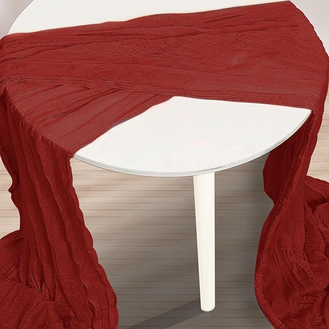 1 Pack Terracotta Christmas Cheesecloth Table Runner 35x120 Inch 10Ft Rustic Gauze Cheese Cloth Table Runner Sheer Cheesecloth Table Runners for Wedding Party Bridal Shower Decoration