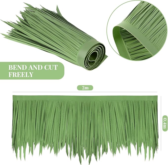 Mexican Tiki Hut Grass Skirting Roof Tiki Bar Grass Duck Blind for Thatch Roofing Bar Decorations Roll Palm Palapa Straw Thatch Roof for Fence Party(Jungle Green,79 x 15 Inch)