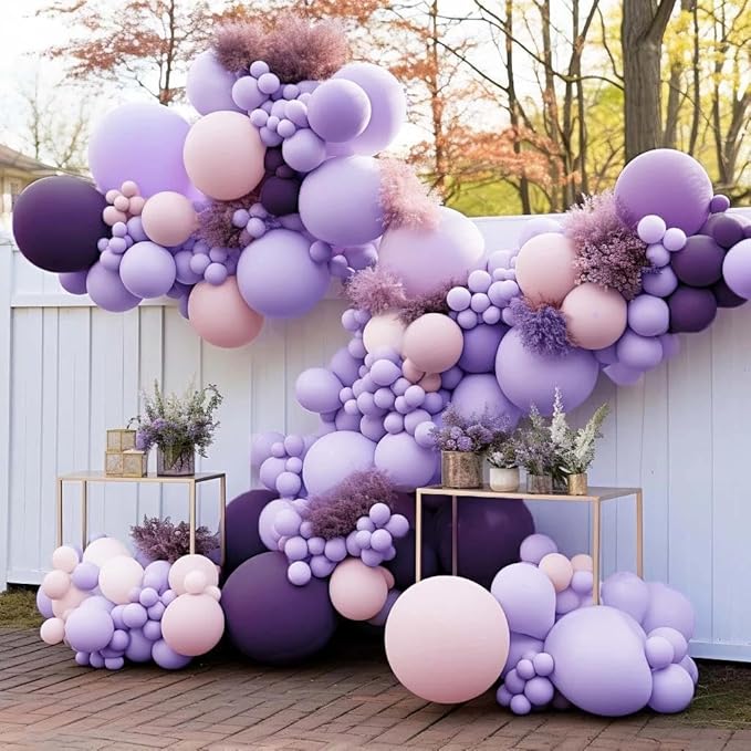 Dark Purple Balloons Double Stuffed Purple Balloon Garland Pastel Lavender Balloons Different Sizes Latex Plum Balloon Arch Kit For Birthday Baby Shower Bachelorette Hotel Transylvania Encanto Party