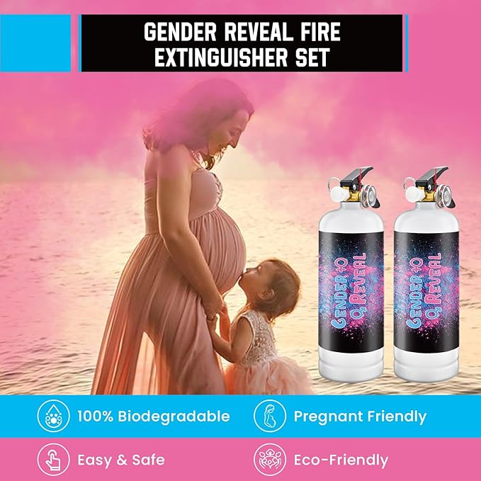 Gender Reveal Fire Extinguisher Pink or Blue 2Pack Large Gender Extinguishers Smoke Powder for Boy or Girl Baby Gender Reveal Ideas Biodegradable Color Powder Smoke for Gender Reveal Party