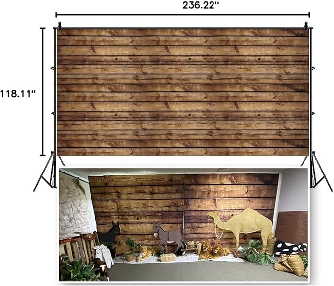 20x10ft Seamless Wood Backdrops for Photography Rustic Grunge Worn Brown Wooden Backdrop Banner Decorations Vintage Wood Board Photography Background Photo Studio Props